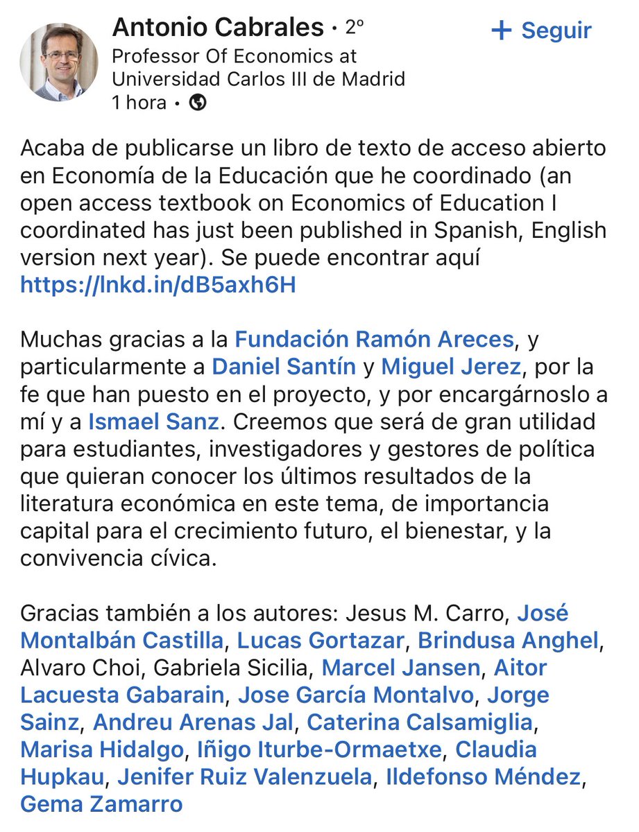 sanz_ismael's tweet photo. El libro publicado hoy “Economía de la Educación” incluye un capítulo de métodos, resúmenes de evidencia, bases teóricas explicadas en detalle pero de manera pedagógica, y ejercicios, tanto de análisis de datos, como conceptuales y hasta analíticos. https://t.co/IuM22TmxOA https://t.co/IYJnJwIBKa