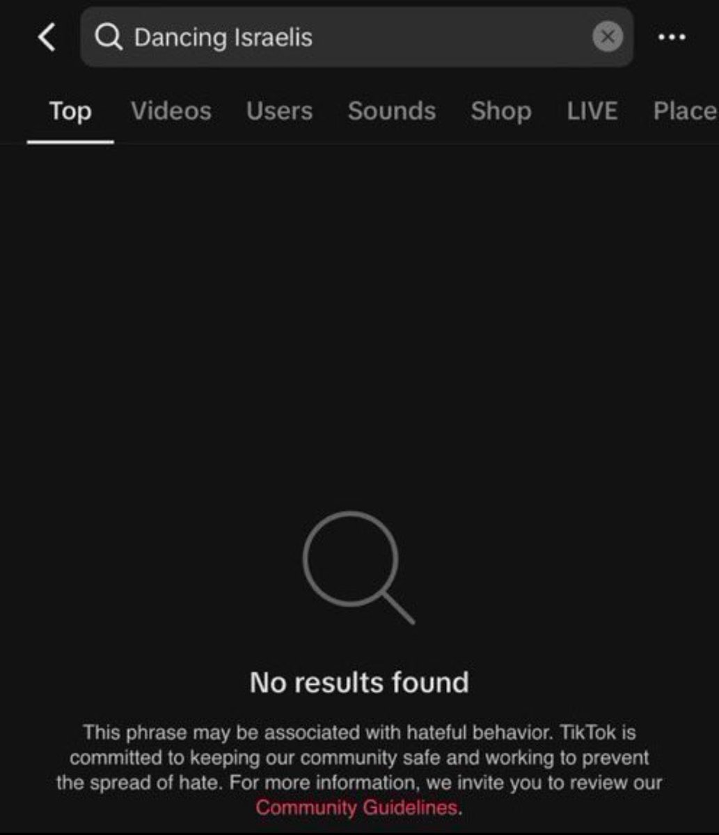 TIKTOK HAS THE SEARCH DANCING ISRAELIS BANNED

But the Zionist still want it banned as they can’t control the Palestine narrative