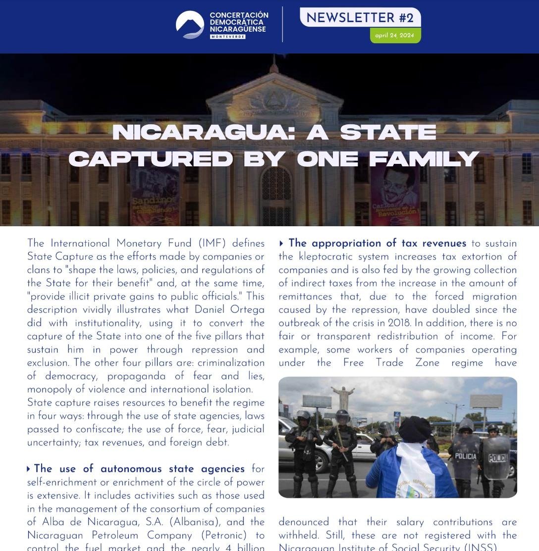 Esta es la edición #2 de nuestro Boletín, con él informamos a nivel nacional e internacional sobre la realidad de Nicaragua. Lea más sobre, cómo la familia Ortega capturó el Estado de Nicaragua. 
Lea en español aquí ➡️n9.cl/7jmia
Ingles aquí ➡️ n9.cl/bspl9
