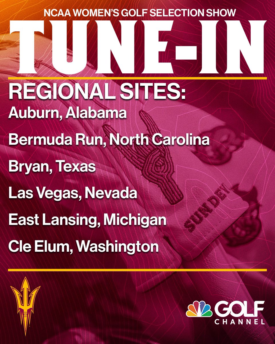 Finding out our Fate 🔮 Tune-in to see which site @SunDevilWGolf will be heading to for NCAA Regionals 🙌 📺 @GolfChannel ⏰ 11 AM MST 📲 stream.golfchannel.com