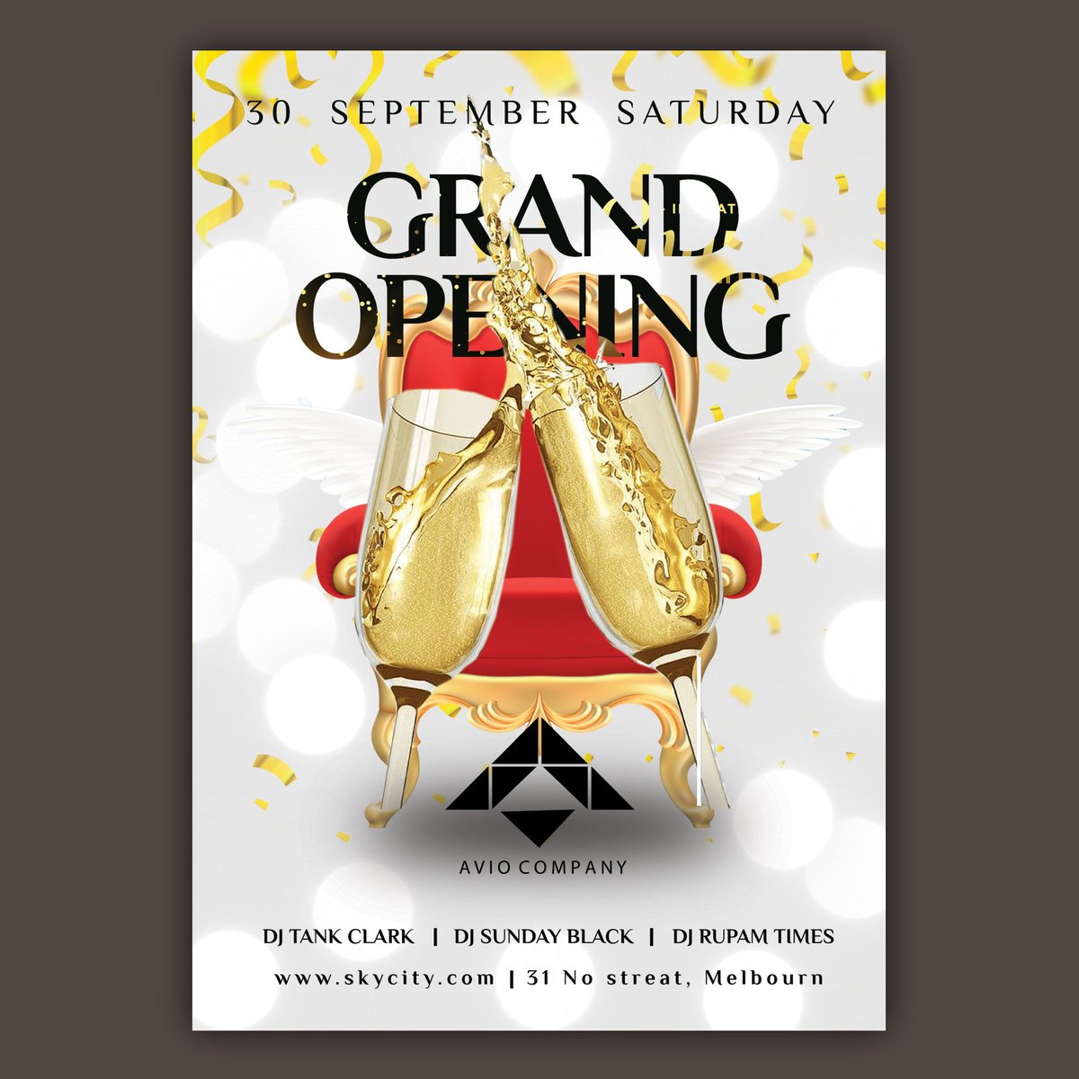 Thrilled to share my latest design with you all - introducing my grand opening flyer template! 🚀 #NewDesign #GrandOpeningEvent #CheckItOut