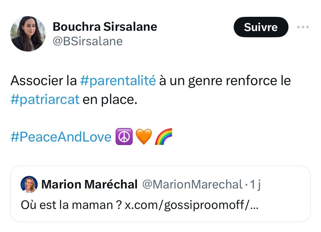 À force de dire et faire n’importe quoi, à force d’utiliser des mots compliqués pour masquer des choses simples, on en arrive à ça : on nie l’absolue évidence qu’est la complémentarité des sexes pour procréer 🙃