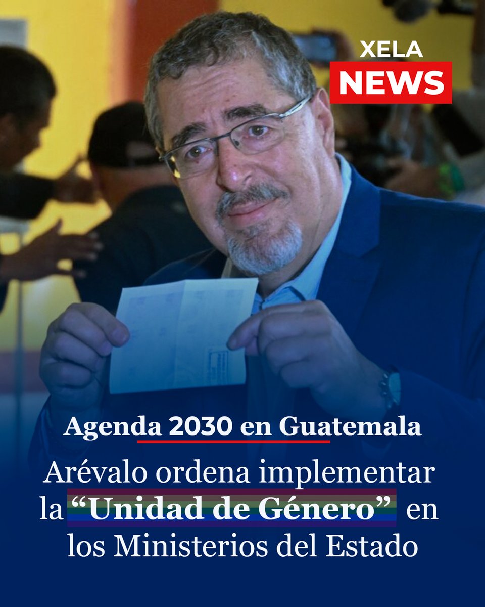 Por instrucciones de sus patrones (la @usembassyguate y  @UNIONEUROPEA) @BArevalodeLeon da inicio a la promoción de la equidad de género 🏳️‍🌈 en nuestro país y anunció hoy, la creación de 'Unidades de Género' dentro de los ministerios del Organismo Ejecutivo.
#XelaNews 🇫🇷