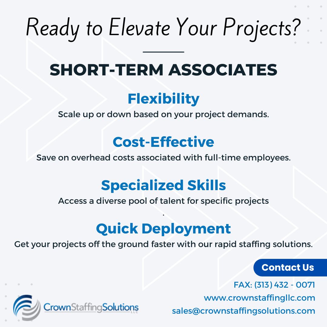 Need top-tier talent for your projects? Look no further!🌟

At Crown Staffing Solutions, we specialize in providing stellar personnel tailored to your needs.

Connect with us today and experience the difference firsthand!💼✨

#OnDemandSkills #Efficiency #StaffingSolutions