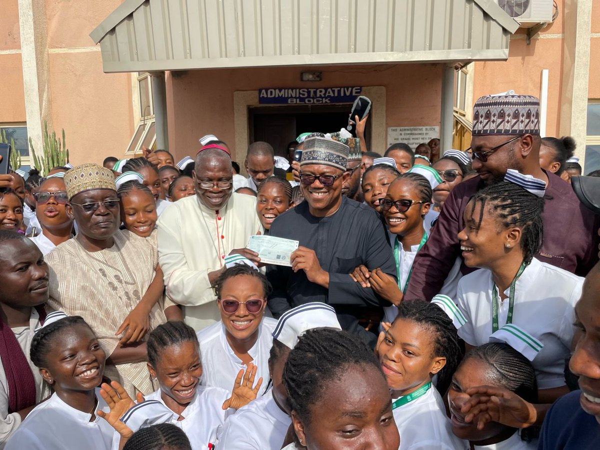 Peter Obi visited and donated millions to the College of Nursing Sciences, St Gerald Hospital, Kaduna State today.