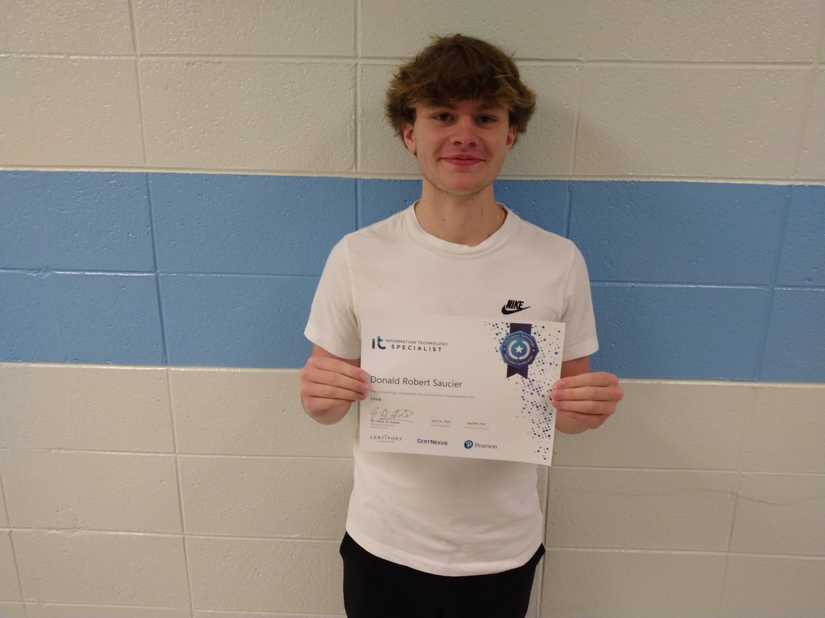 Congratulations to Mary G. Montgomery High School Viking, and Computer Science student Donald Saucier for earning his Information Technology Specialist Java certification.
<a href="/MGM_Vikings/">MGM High School</a>