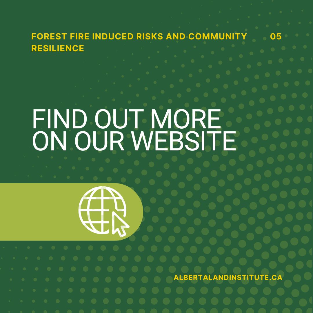 What strategies and policies can decision makers use to mitigate forest fire induced risks in Alberta? Learn more on our website: 
albertalandinstitute.ca/research/resea…

#ForestFires #WildFires #AbWildFires #WildFireSeason #WildFireSafety #CommunityResilience #EnvironmentalScience