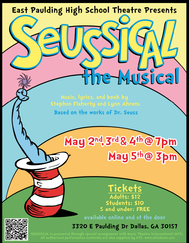 If you're looking for some family-friendly fun, @eastpauldinghs Theatre students would love for you to come watch their 'Seussical the Musical' production! You can catch one of four shows starting Thurs., May 2. Tickets are $12/adults, $10/students & FREE for children 5 & under.