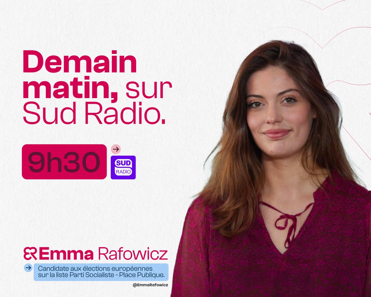 Retrouvez-moi demain matin dès 9h30 sur Sud Radio dans l’émission « Parlons Vrai », présentée par Benjamin Glaise ! #ReveillerLEurope