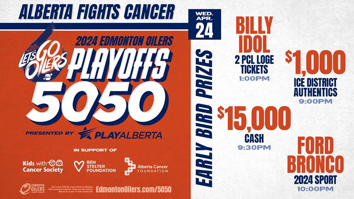 The #Oilers5050 pot is just under $3 million! @albertacancer, @BenStelterFund and @KWCS, have been selected as recipients of a portion of the 50/50 proceeds for the first round of @EdmontonOilers playoff games! Buy your tickets here: nhl.com/oilers/communi… @Oil_Foundation