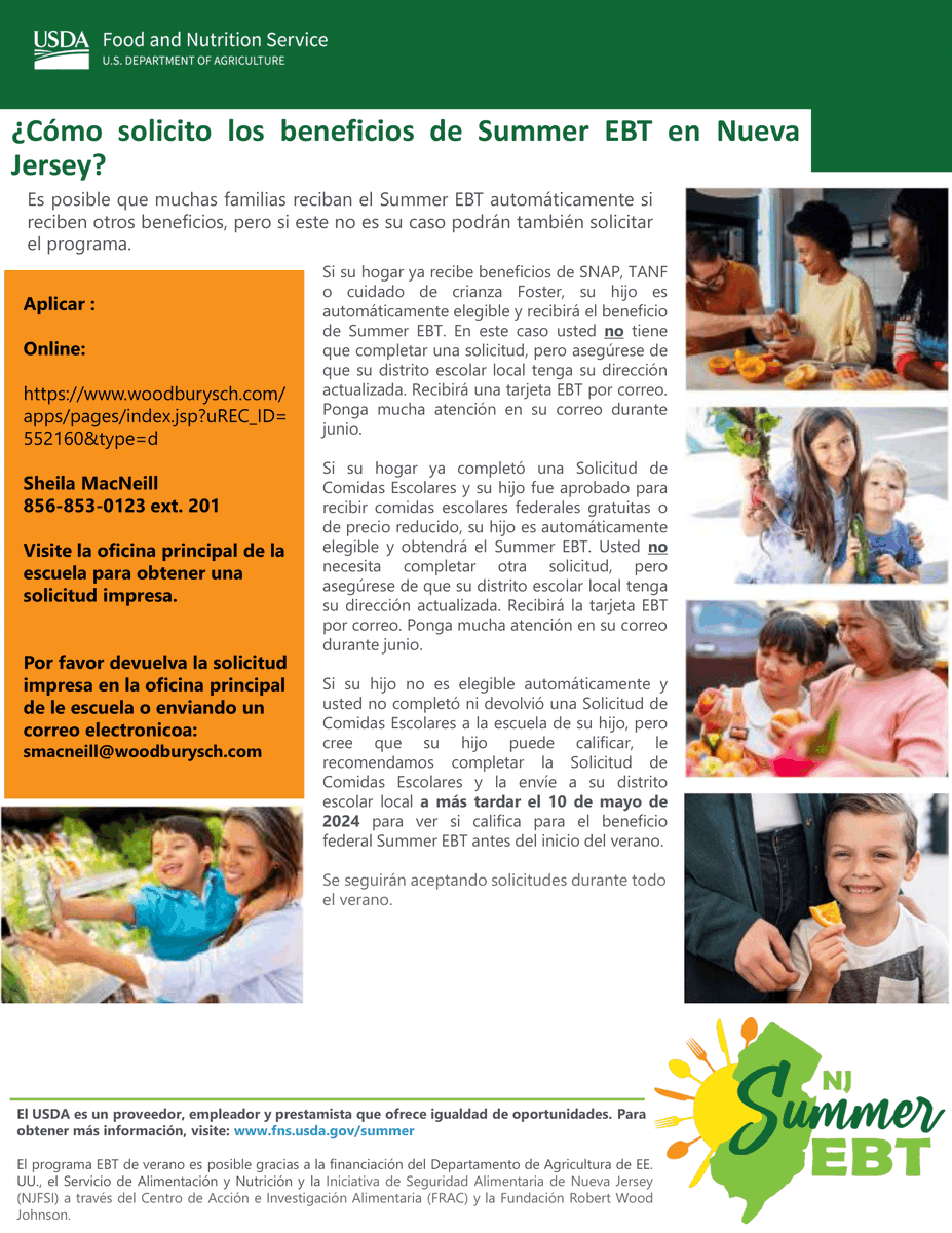 Please see the flyers for more information about the NJ Summer EBT Program.