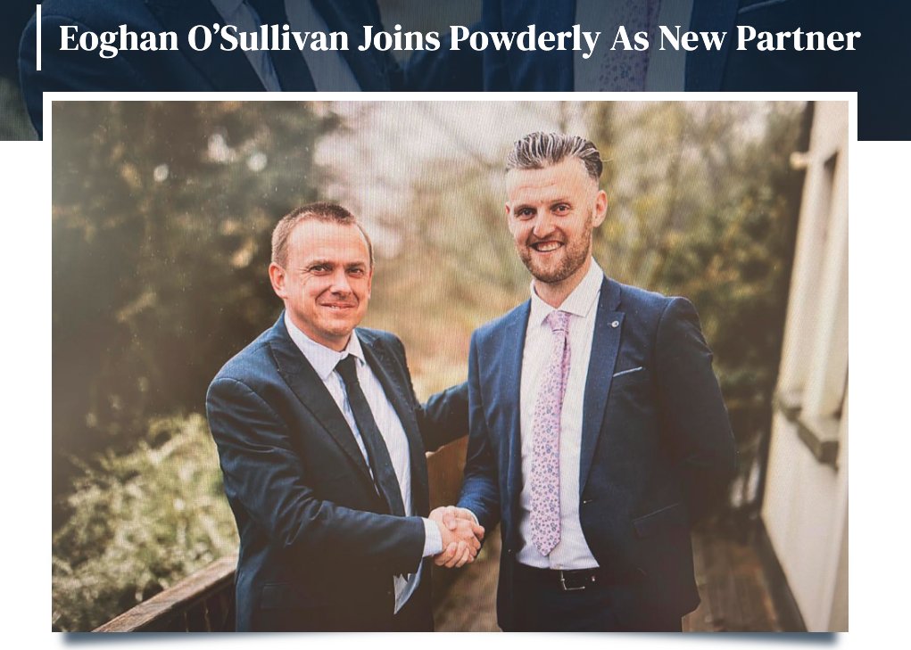 We are delighted to announce that Eoghan O’Sullivan has joined the team as a Partner, specialising in Criminal Defence and Childcare law.

Welcome to the Powderly Family: bit.ly/3JAzhXc 
#welcome #welcometothefamily #WelcomeEoghan #CriminalDefence #ChildcareLaw