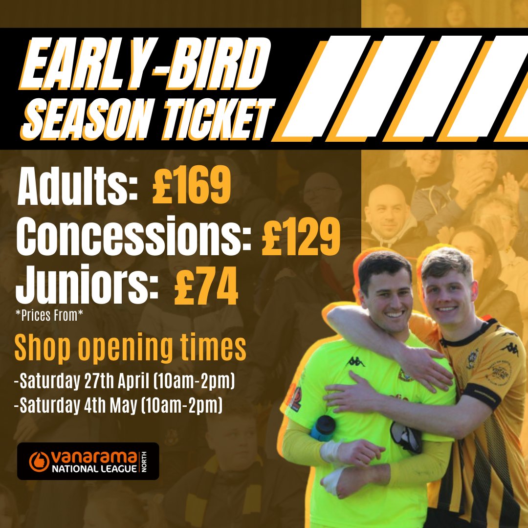 As the 23/24 season has come to a close, Southport FC would like to remind supporters our Early Bird Season Ticket sale will be ending soon (May 6th). You can find a comprehensive guide for SFC ticketing for the upcoming season 👉 bit.ly/4bcztaT