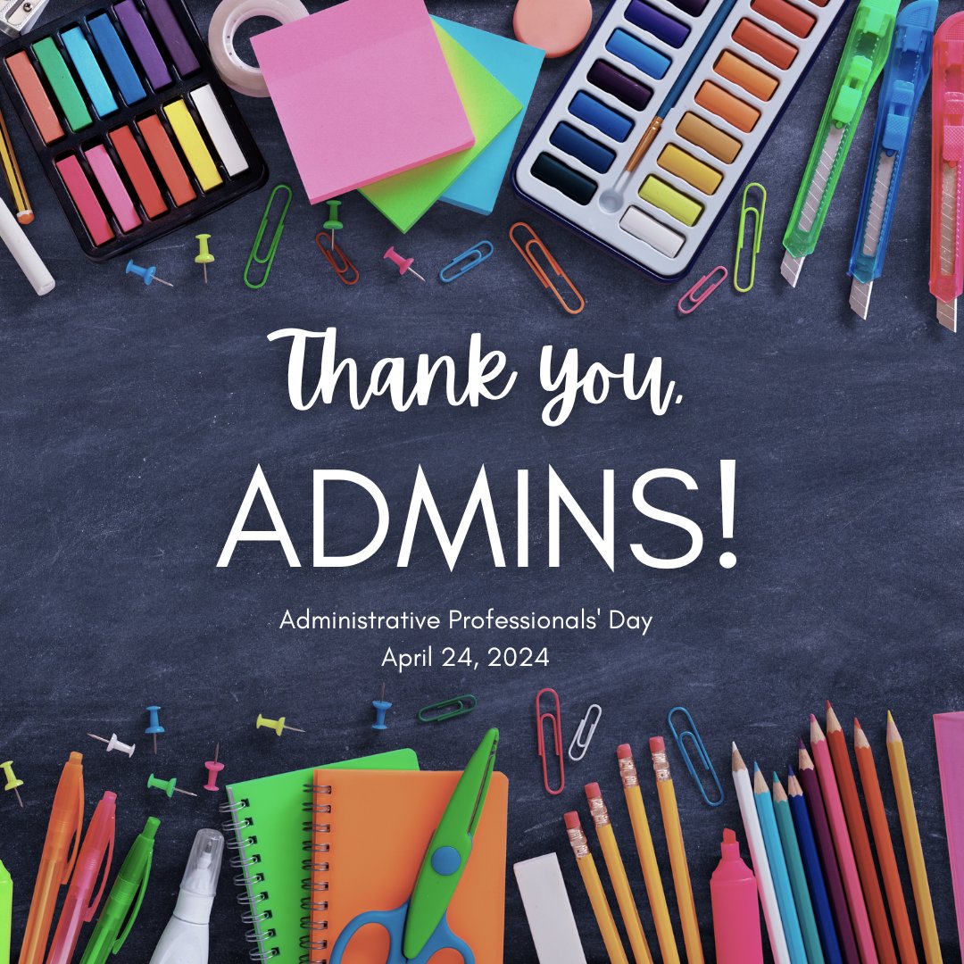 Happy Administrative Professionals' Day! You truly are the glue, the paper, the planning, the scheduling, the budgeting, the booking, the management, AND the reporting. You're everything. Thank you for all that you do! 💙 #AdminDay #ThankAnAdmin #OfficeHeroes