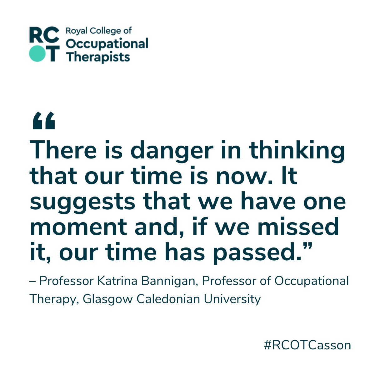 'The centrality of occupation in the lives of people is a truth, it is not a time-dependent concept' 📺 Our 2024 Casson Memorial Lecture with @KatrinaBannigan has begun, opening with the reminder that the value of OT is always relevant, we just need to share it! #RCOTCasson