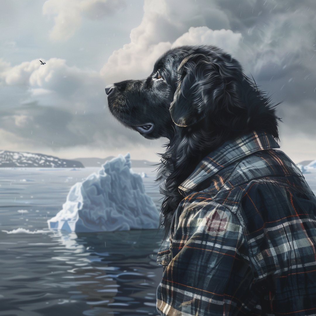 Spring is upon us, so here are anthropomorphic dogs enjoying outdoor activities from the regions of Canada (east to west & back again).

1. Newfoundland and Labrador
Nothing like watching the icebergs float by in Iceberg Alley!