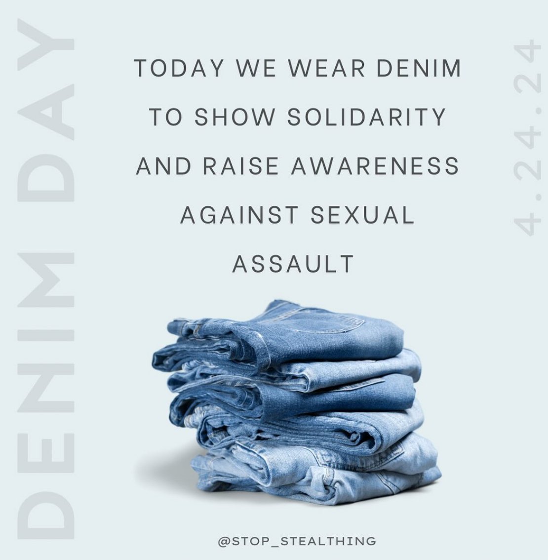 Alăturați-vă nouă, purtând denim astăzi, pentru a vă arăta protestul împotriva violenței sexuale. 💪🏼
Ceea ce poartă o persoană nu este niciodată o invitație la abuz, agresiune sau viol. Numai da înseamnă da - orice altceva înseamnă nu!
 #DenimDay #denimday #saam2024…