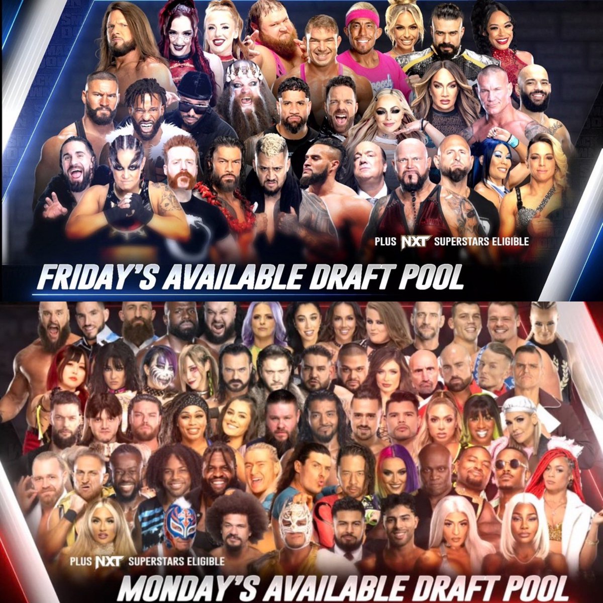 WWE has unveiled the draft pools for both nights of the 2024 #WWEDraft which begins this Friday: