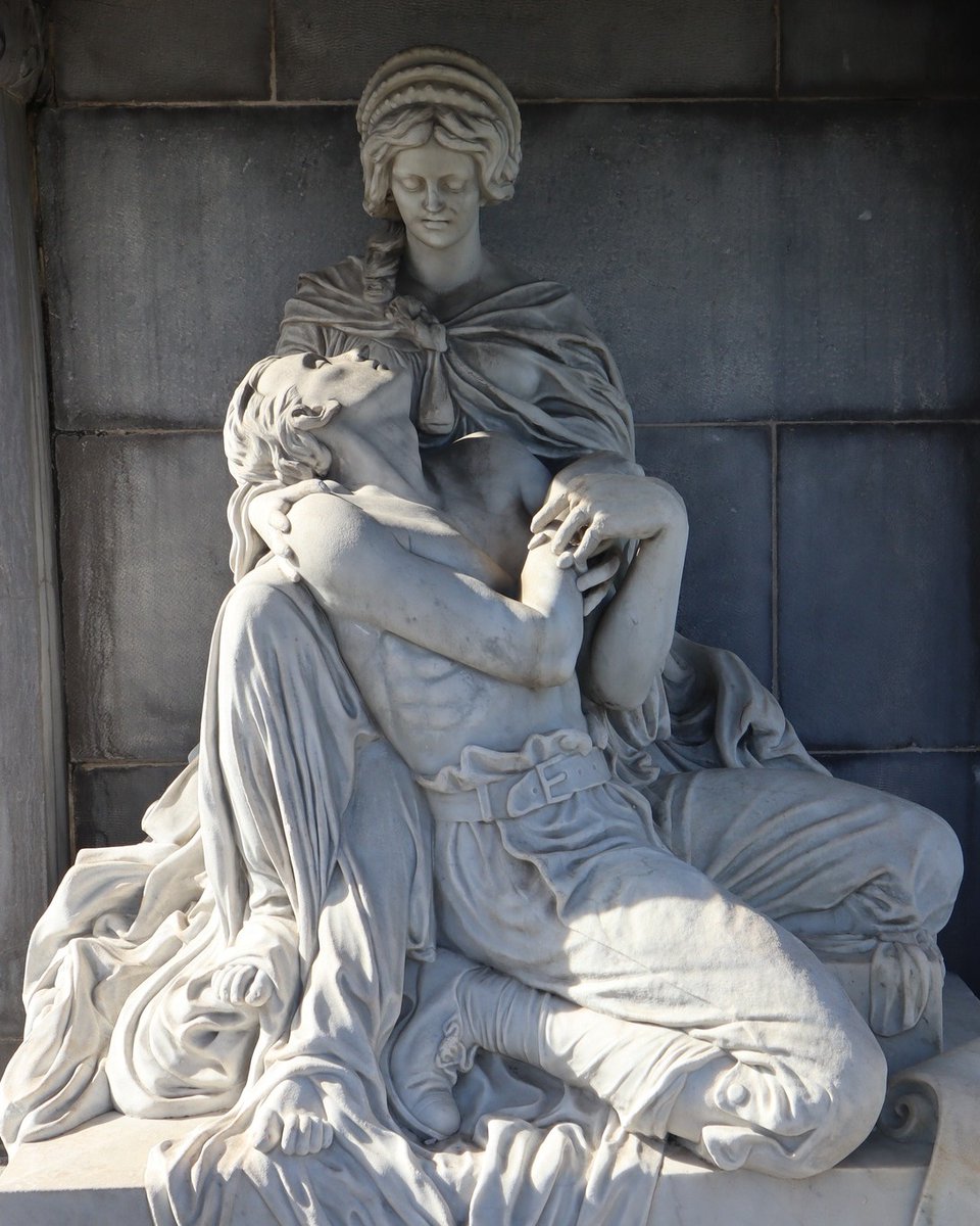 Today marks the 108th anniversary of the 1916 Easter Rising. The Sigerson Memorial in #GlasnevinCemetery commemorates those who fought during the Rising. The rebel being cradled by Mother Ireland in the monument is widely believed to represent Patrick Pearse. #IrishHistory