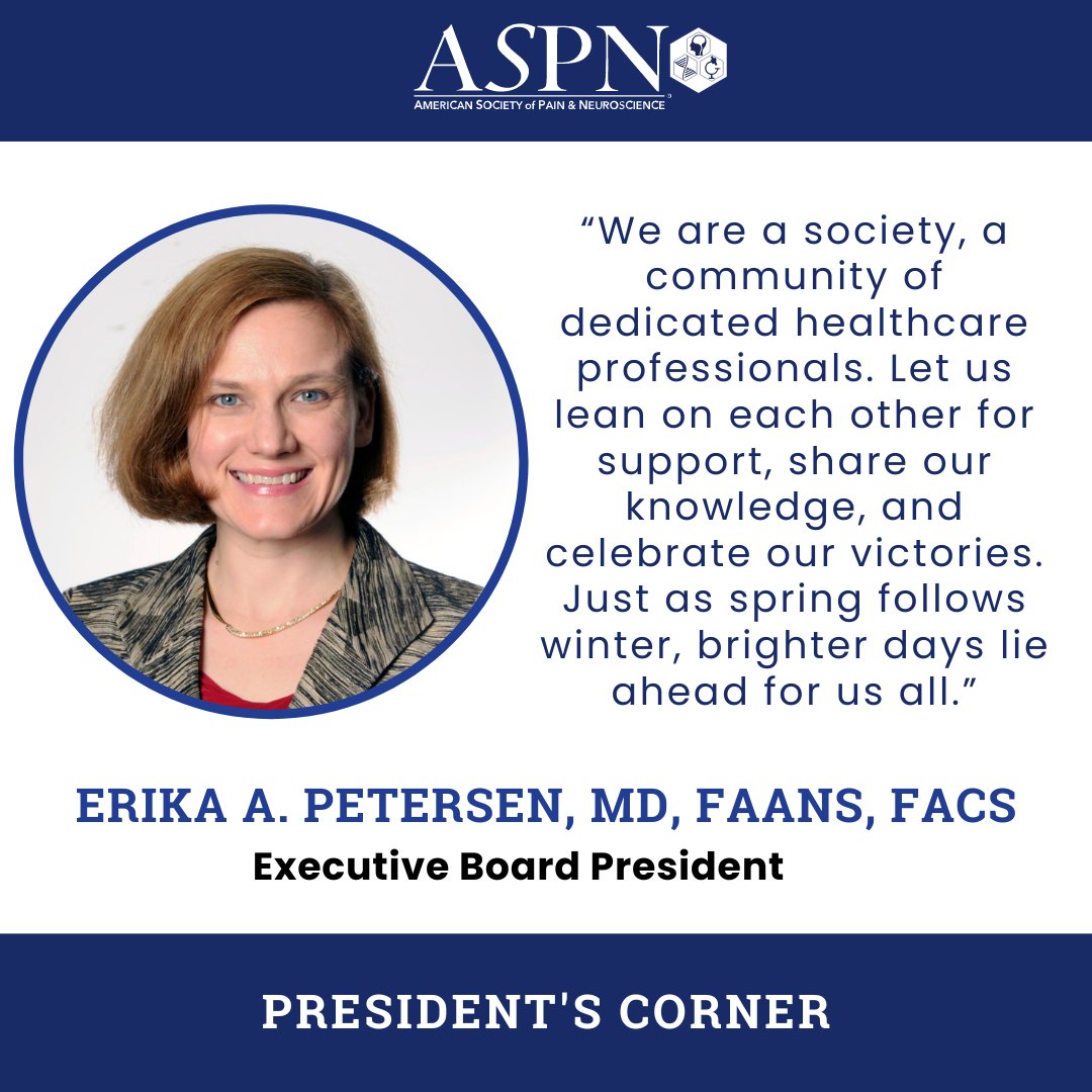 In February's newsletter we heard from our executive board president, Dr. Erika Petersen. She talked about how, together, we can address challenges like burnout and compassion fatigue. Read the full article: Read the full article: aspnpain.com/aspn-newslette… #Newsletter #ASPN2024
