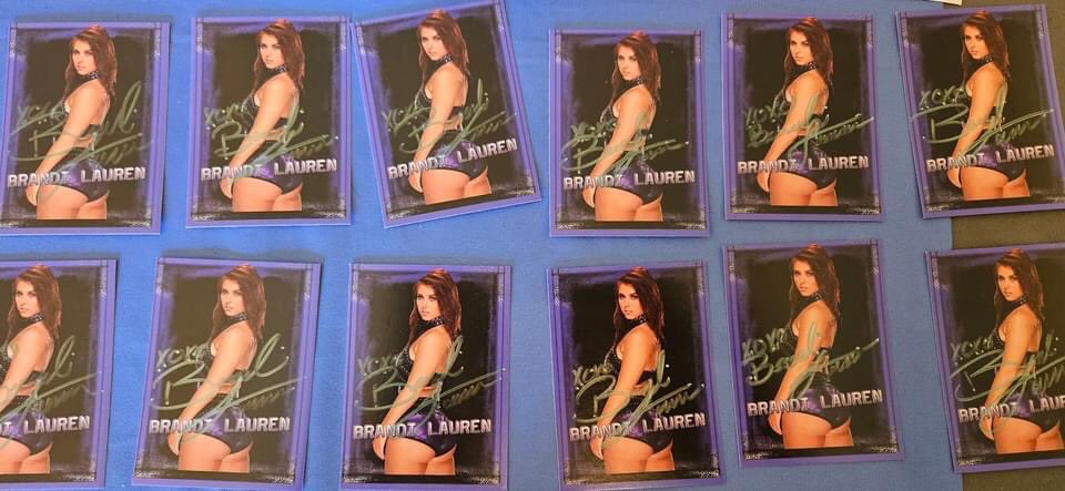 Hey guys 😀If you missed out on meeting The hypnotic eyes 👀of @brandilauren_ at Grapplecon last weekend 😀Great friend of the hive Kevin of @damage365Radio has some extra cards😀They are $15 each plus shipping Dm him on Facebook to purchase😀 facebook.com/nasta #RedHeadzGym