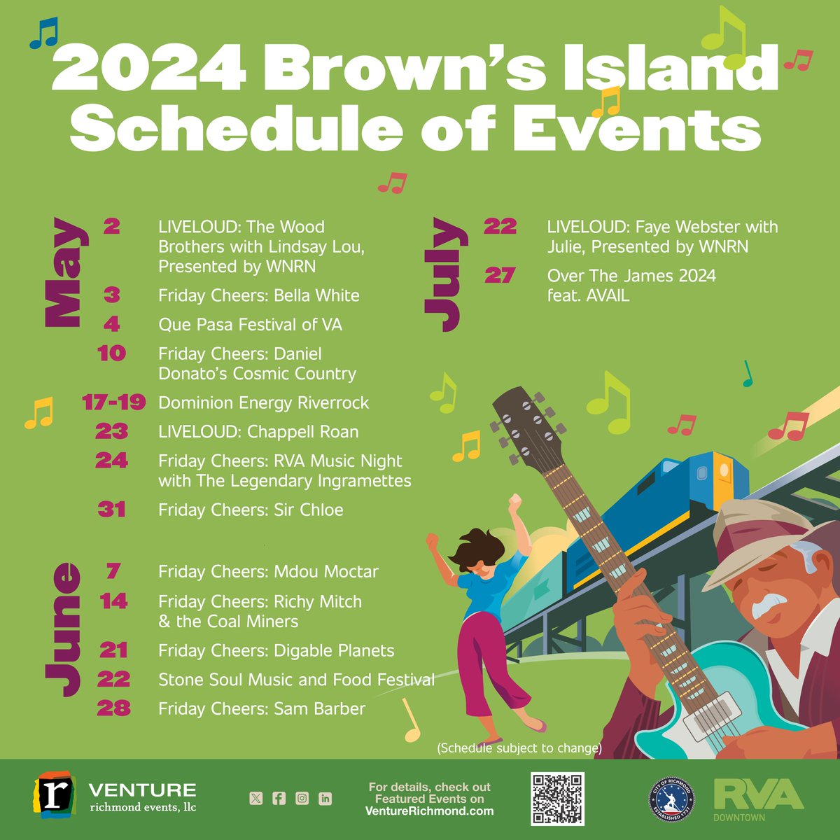 Event season on Brown's Island is HERE! ☀️🍻🎶 From concerts to festivals and everything in between, there's something for everyone to enjoy on the island! venturerichmond.com/our-events
