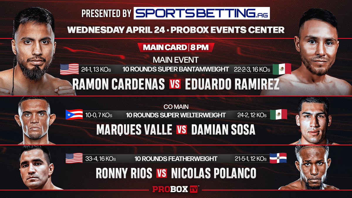 Fight. Night. Ready 👊 Tune in TONIGHT at 8pm ET for guaranteed non-stop action on ProBox TV - Your Boxing Channel 🫵 Watch: proboxtv.com/boxing-schedul… 📺 Brought to you by: Sportsbetting.ag #ProboxWNF #ProBoxTV #boxinglive #boxeo