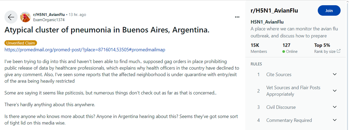 Bird flu and Covid: mystery outbreak reported in Argentina with reports of potential gagging orders on healthcare staff and quarantine zones due to outbreak of non typical Covid sounding pneumonia: