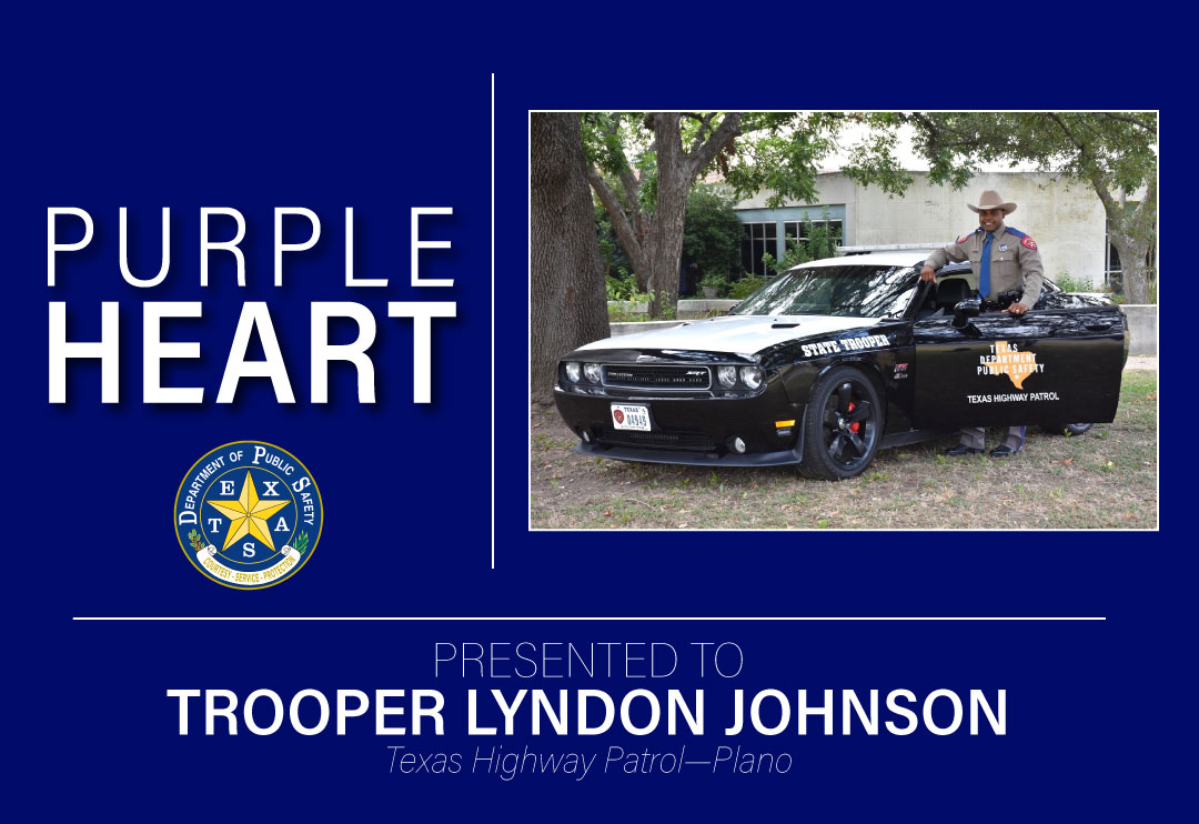 Please join us as we recognize Trooper Lyndon Johnson. He recently received DPS’ Purple Heart Award, which recognizes the personal sacrifice and devotion to duty displayed by DPS officers who are seriously injured while performing their duties. More at bit.ly/3WdyxhV.