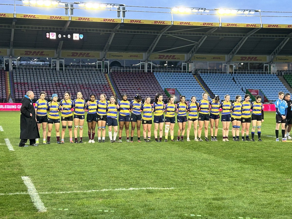 UHSPeDept's tweet photo. A huge congratulations to our 6 Ursuline students who represented a joint @WimbledonRFC and @oldrutsrugby U16 XV in their @SurreyRugby Cup final at the @Harlequins Stoop last night. The #WUTS led the way for a good portion of the game but unfortunately lost 40-24. 🏉 #WELLDONE https://t.co/3kd3P1U01C