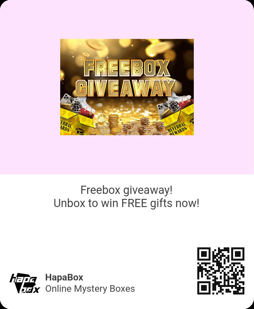 Gary09843129's tweet image. Don&apos;t wann miss bout on this awesome ass app!!! #SPIN2EARN #unboxing
#HapaBox #FREE #FREEGIVEAWAY #FREEGIFTS #WINREALLIFEPRIZES #JOINNOW

Open Mystery Box Online - HapaBox
hpb.ink/oV9C5Ub2