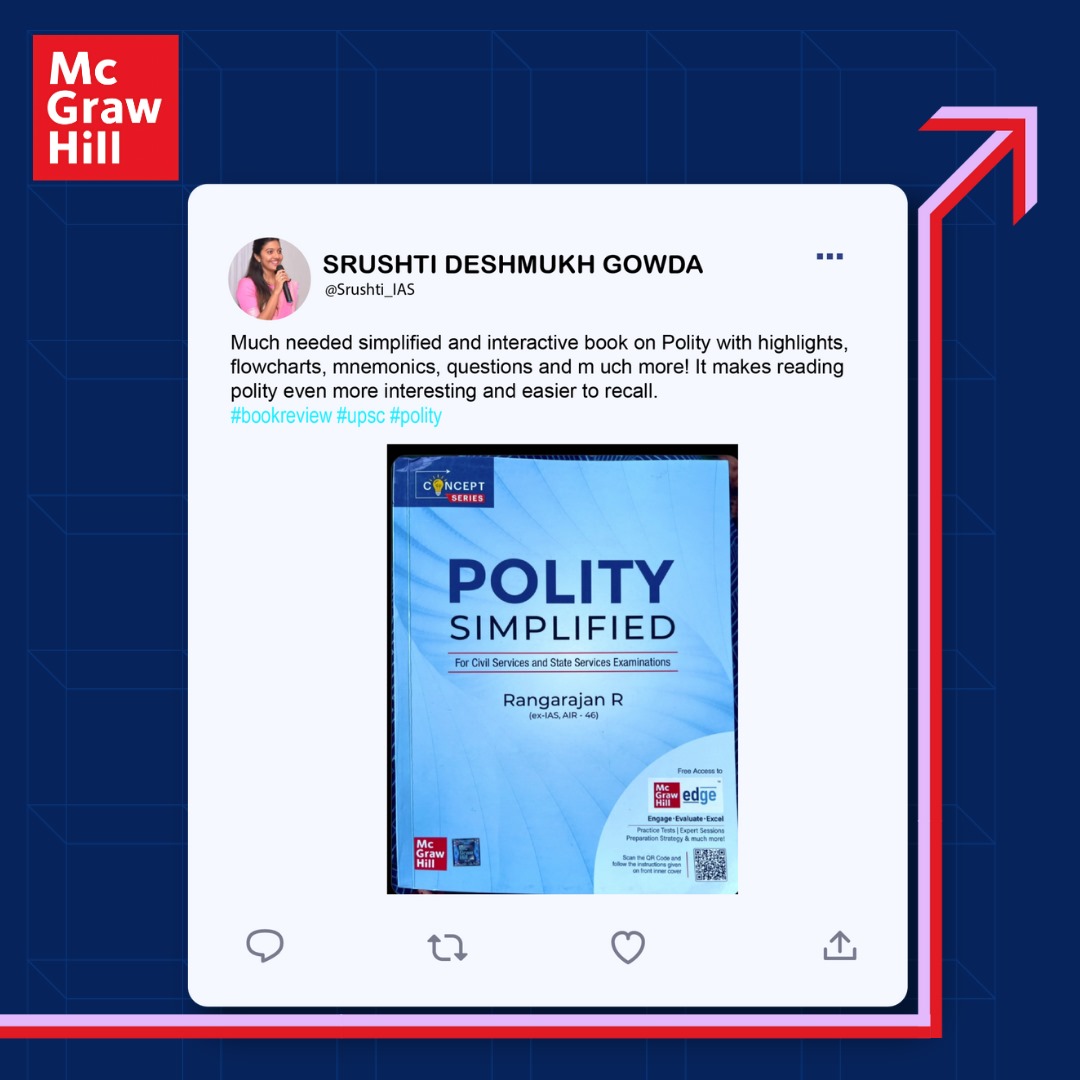 MHEducationIN's tweet photo. Glad to see 'Polity Simplified' by Rangarajan @rangarajan_ias being appreciated by none other than  @Srushti_IAS ! Thank you for your kind words and support 

 Grab your copy 🔗: https://t.co/ZJcPxpjMhQ https://t.co/1lJqZ0imgF