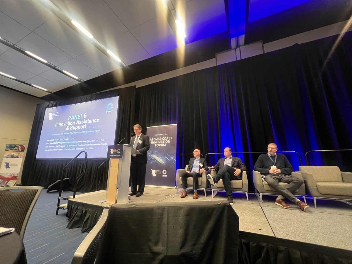 Day 2 of COAST/ABCMI Innovation Forum kicked off with COAST Executive Director Jason Goldsworthy's remarks, followed by a keynote by Ocean Networks Canada's President & CEO, Kate Moran. The day's first panel focused on Innovation Assistance & Support. #oceaninnovation