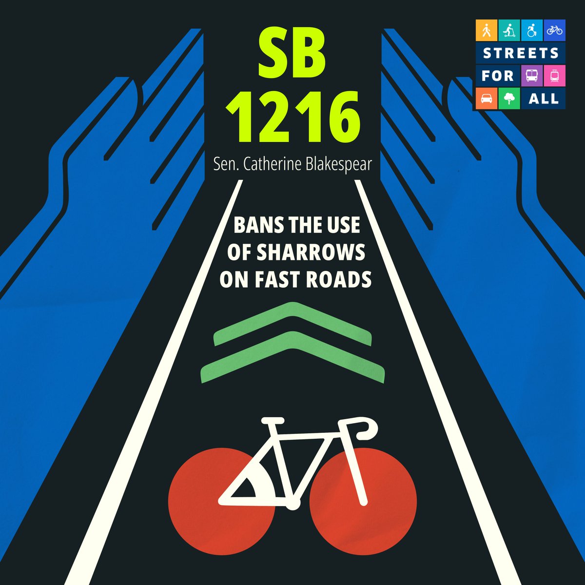 ✅PASSED COMMITTEE: SB 1216, our bill by @SenBlakespear. California is on our way to prohibit sharrows on streets above 30mph!