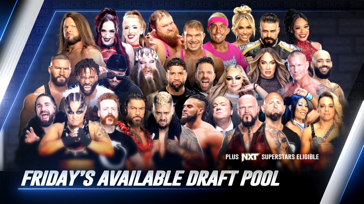 These WWE Superstars are eligible to be drafted in the 2024 #WWEDraft THIS FRIDAY on #SmackDown!