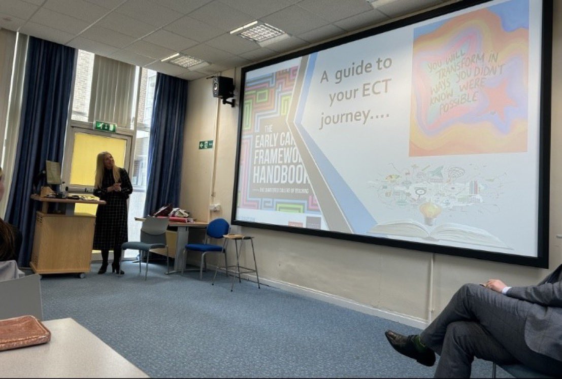Our ITT/ECT lead was a lucky to present at @LeedsTrinity yesterday. 'What a complete privilege to talk to the Primary P.G.C.E 's at Leeds Trinity University yesterday about the ECT journey ahead. Thank you LTU for the invitation, a superb afternoon of questioning and discussion.'