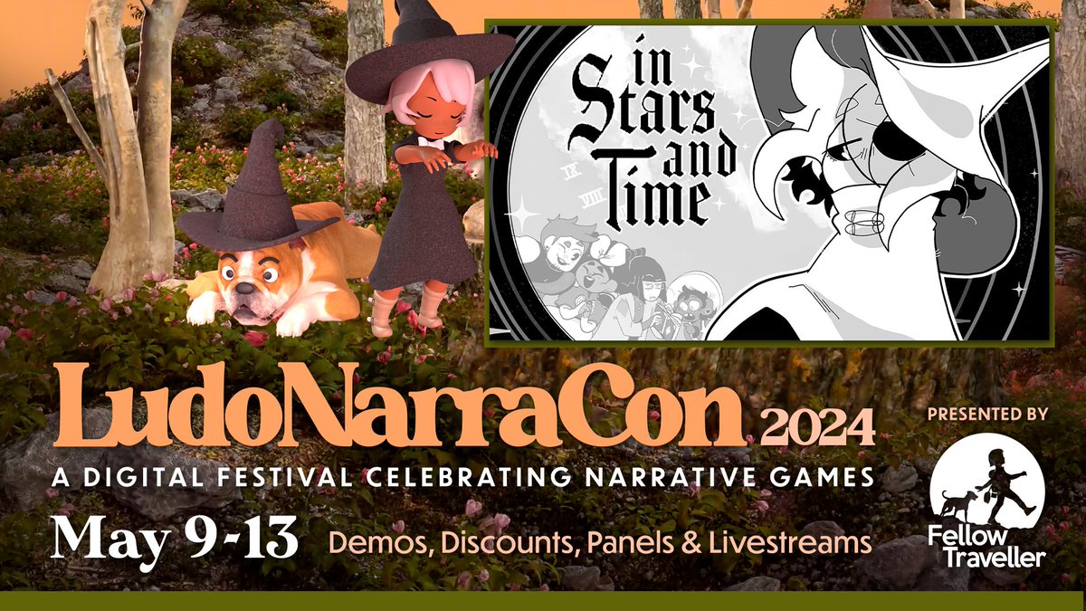 we're going to be in #LudoNarraCon from May 9th-13th! this event celebrates narrative games and In Stars and Time will be featured! 🥰 Learn more about the event here: ludonarracon.com