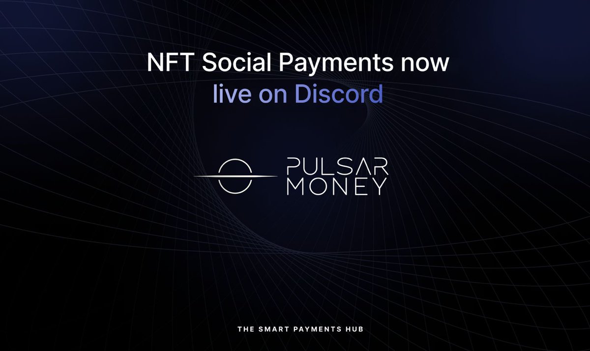 Pulsar Money expands in features.

NFTs now integrated on #Discord, allowing you to boost your community and run NFT campaigns.

<a href="/PulsarTransfer/">PulsarTransfer</a> send 1000000 MEX to 300 reactions

What’s next for Social Payments? 👀