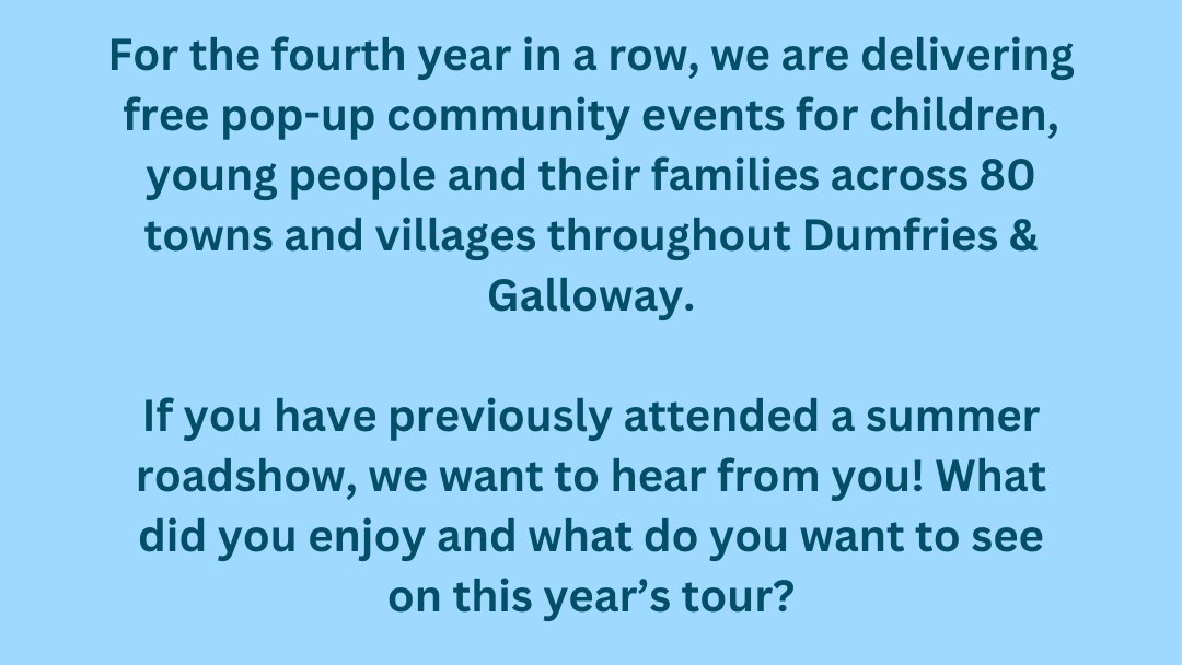 The Amazing Summer Roadshows are back for 2024! ☀️ We are keen to co-design these events with the communities they’re intended for, so please complete our 2-minute survey to let us know what your community wants to see this summer 👇 forms.office.com/e/DU6MFCetbX