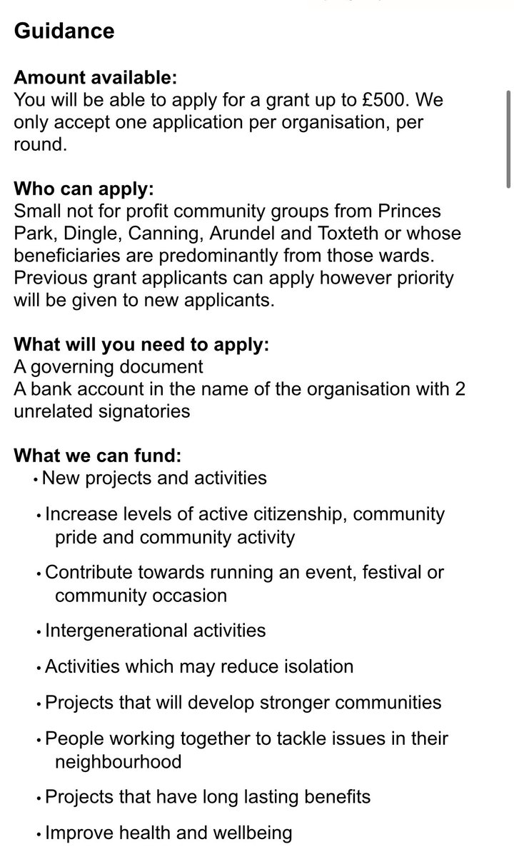 Fr Austin Smith Small Grants Fund Round 1 opened this week until Mon 13th May. Grants of up to £500 for small, not for profit organisations based in Liverpool 8. More info below!👇