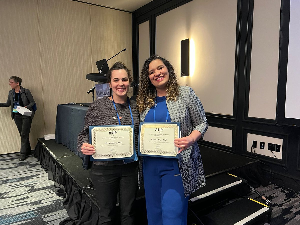 michelejalves's tweet photo. So humbled to receive ASIP Experimental Pathology in Training Meritorious Award together with @TXevergreengirl !! Being awarded for doing what I love; it is a great privilege!! @ASIPath @OSUWexMed
#ASIP2024 #Pathobiology2024 #Baltimore #science #phdchat https://t.co/UGgDPYskbd
