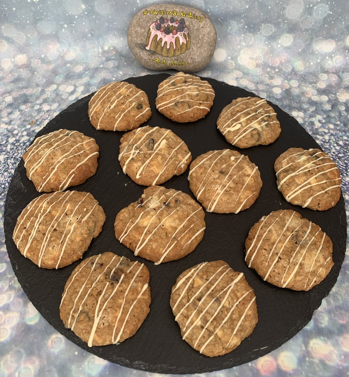 White chocolate & Cranberry #biscuits as requested by my great nephew. Recipe used from @SewWhite. I’ve added a drizzle of white chocolate, across the tops. Nephew has taken most of them home with him 😳 #TwitterBakeAlong.