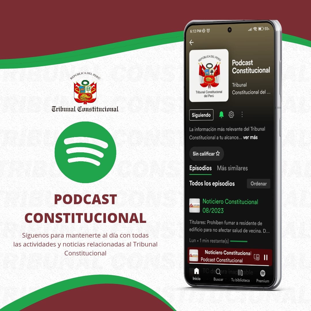 TC_Peru's tweet photo. 🎧 #Recuerda | También puedes encontrarnos en 𝐒𝐩𝐨𝐭𝐢𝐟𝐲. Las noticias más importantes del Tribunal Constitucional a tu alcance.

🎙️ Spotify 👉 https://t.co/1cfLjefXAE

#PodcastTC https://t.co/73IhOLVOVt