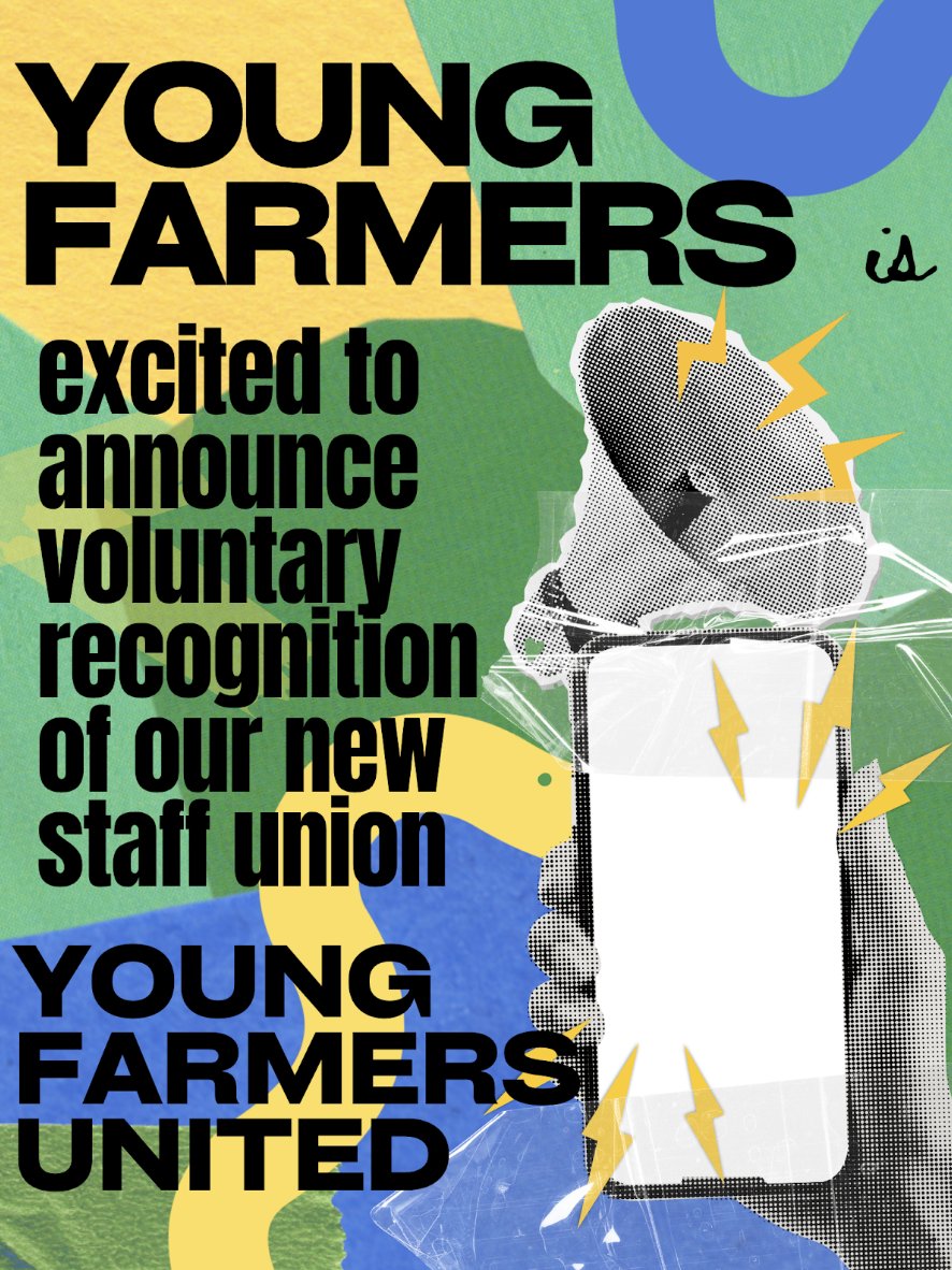 #youngfarmers is excited to announce voluntary recognition of our new staff #union, Young Farmers United! Read more about it on our blog: youngfarmers.org/2024/04/youngf…