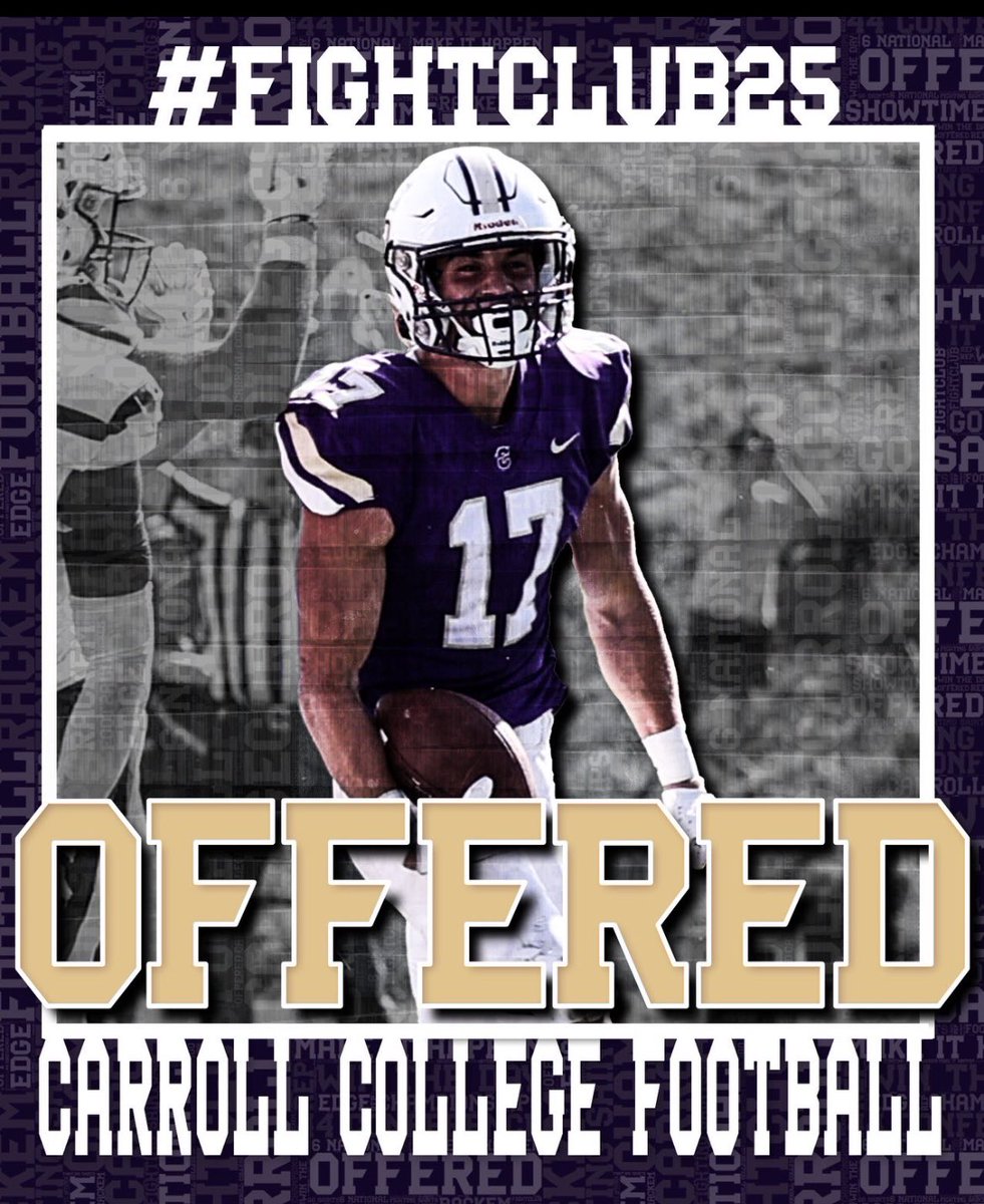 After a great phone call with @CoachTPurcell I am excited to announce that I have received and offer to play football for @FootballCarroll! Go Saints 🟣⚪️