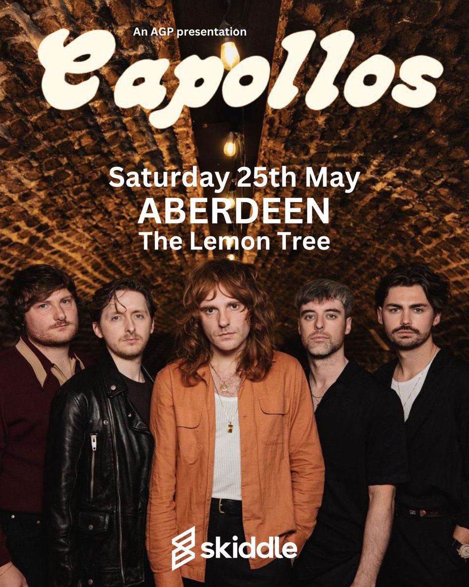 One month to go until @TheCapollos headline at ABERDEEN Lemon Tree! Let’s pack it out & support local! This Is Our City! 🎟️ skiddle.com/e/37137472