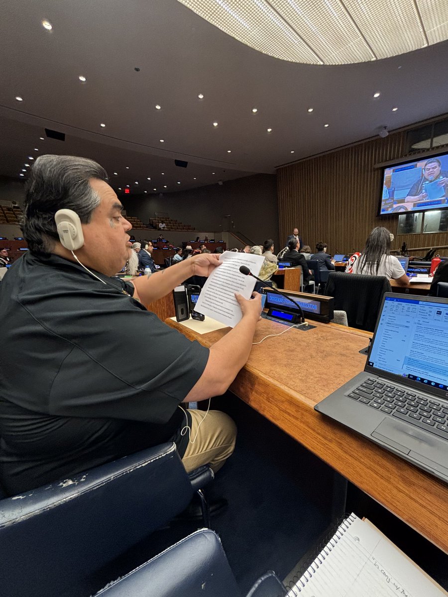 Yesterday, NCAI Pacific Region Alternate Vice President and Redding Rancheria Chairman Jack Potter Jr. delivered a powerful intervention at #UNPFII24 on behalf of NCAI & @NDNrights, emphasizing the need for #climate solutions to protect Indigenous identity & cultural practices.