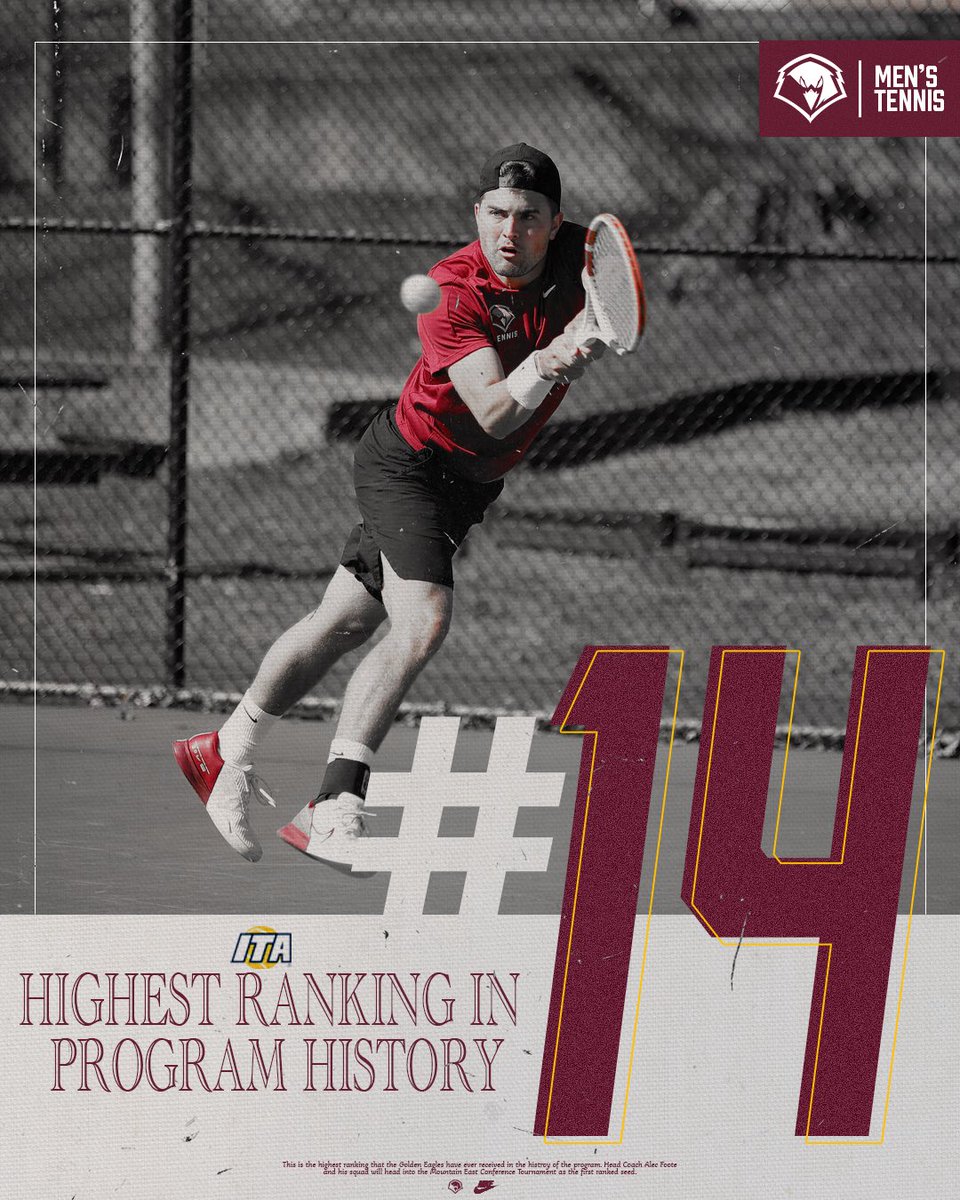 🎾 Men’s Tennis continues to soar this season 🦅 This is the highest ranked the Golden Eagles have ever been in the history of the program 😤 They await for the upcoming Mountain East Conference Tournament🏆 #WingsUp