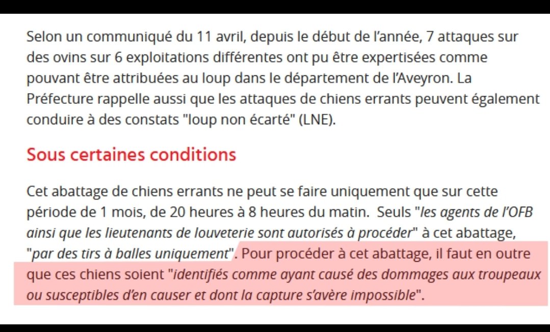 La manipulation par l'émotion, c'est sans conditions, pour le fond de commerce de @FBB_Officiel

Par contre, ils oublient de vous dire que les tirs de chiens errants sont soumis à certaines conditions notamment le fait qu'ils soient identifiés comme ESOD ou déjà mis en cause  🤷‍♂️