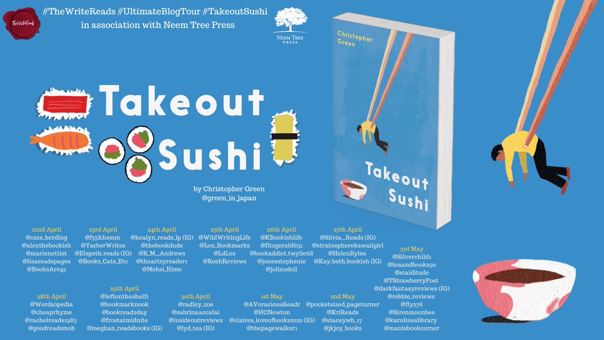 🍣Today I am part of #TheWriteReads #UltimateBlogTour for #TakeOutSushi @green_in_japan! I am shining a spotlight on the book!🎋 #BookBloggers #Blogging #BookTwitter #booktwt @BiblioblogR @bloggingbees #bloggerstribe @BloggersHut @NeemTreePress @The_WriteReads @WriteReadsTours
